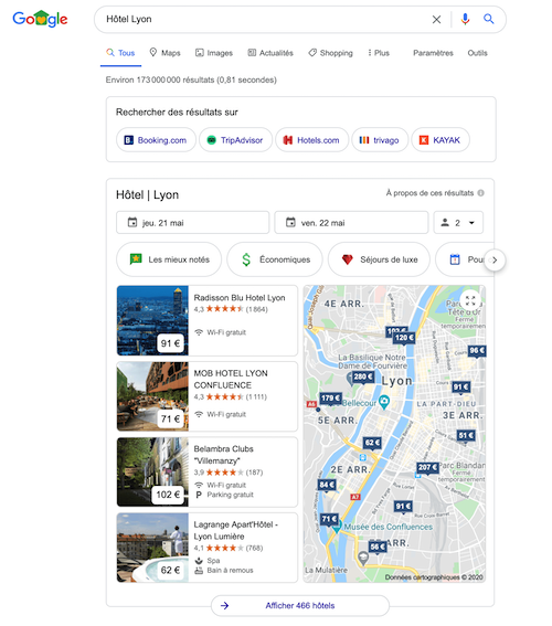 dossier hotel google maps