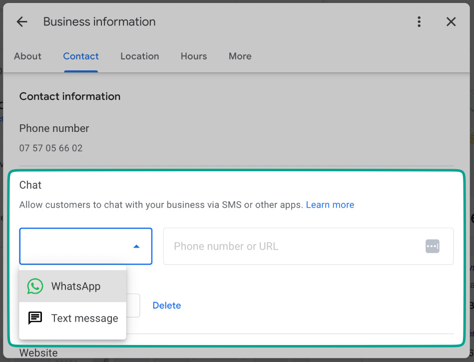 whatsapp feature selection on business information
