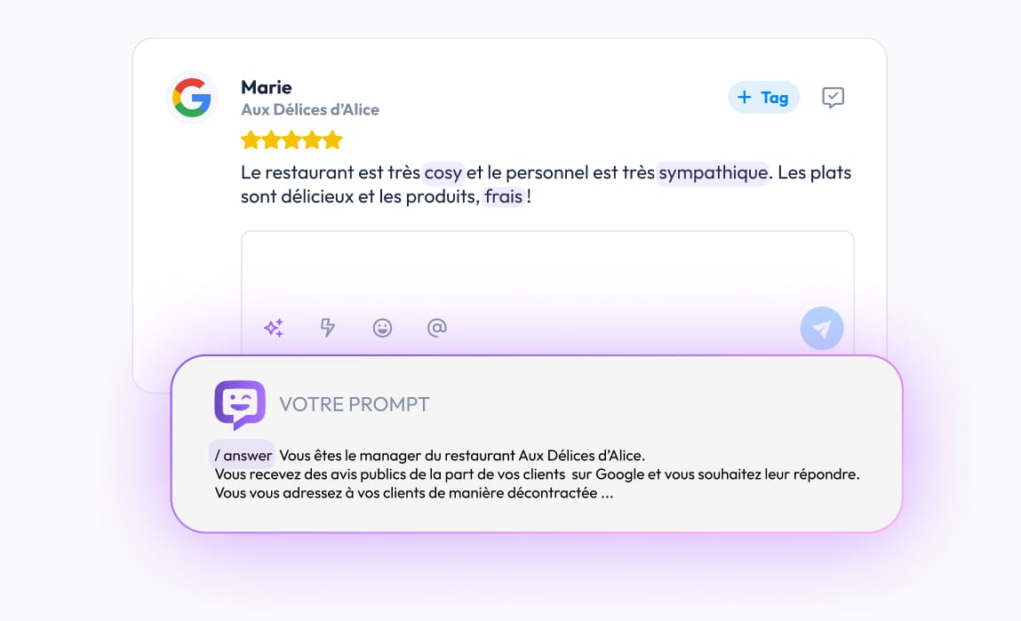 suggestions de réponses review management plus